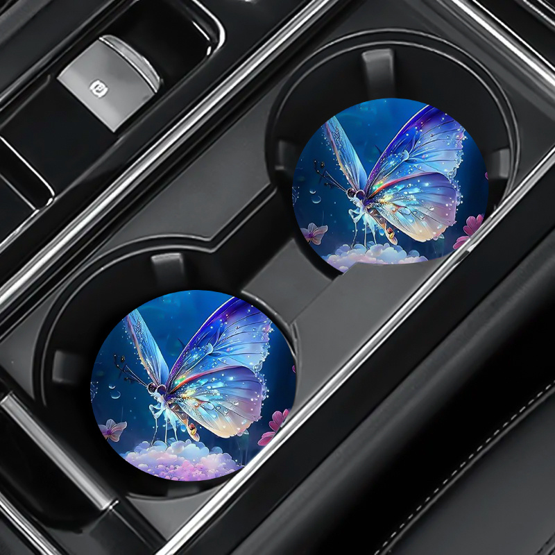 Unique Table Accessories - 2 stuks mooie vlinder auto-onderzetters, ronde