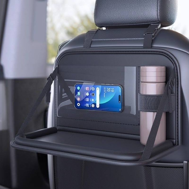 Tablet And Accessories Bag - Autostoelorganizer Opvouwbare tafelblad PU-leer Touchscreen Zak