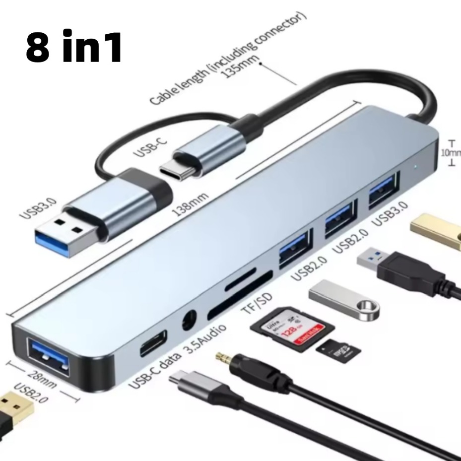 5/7/8 in 2 USB-C Hub met 3.0 S - Microsd Card Tablet recensie en prijs
