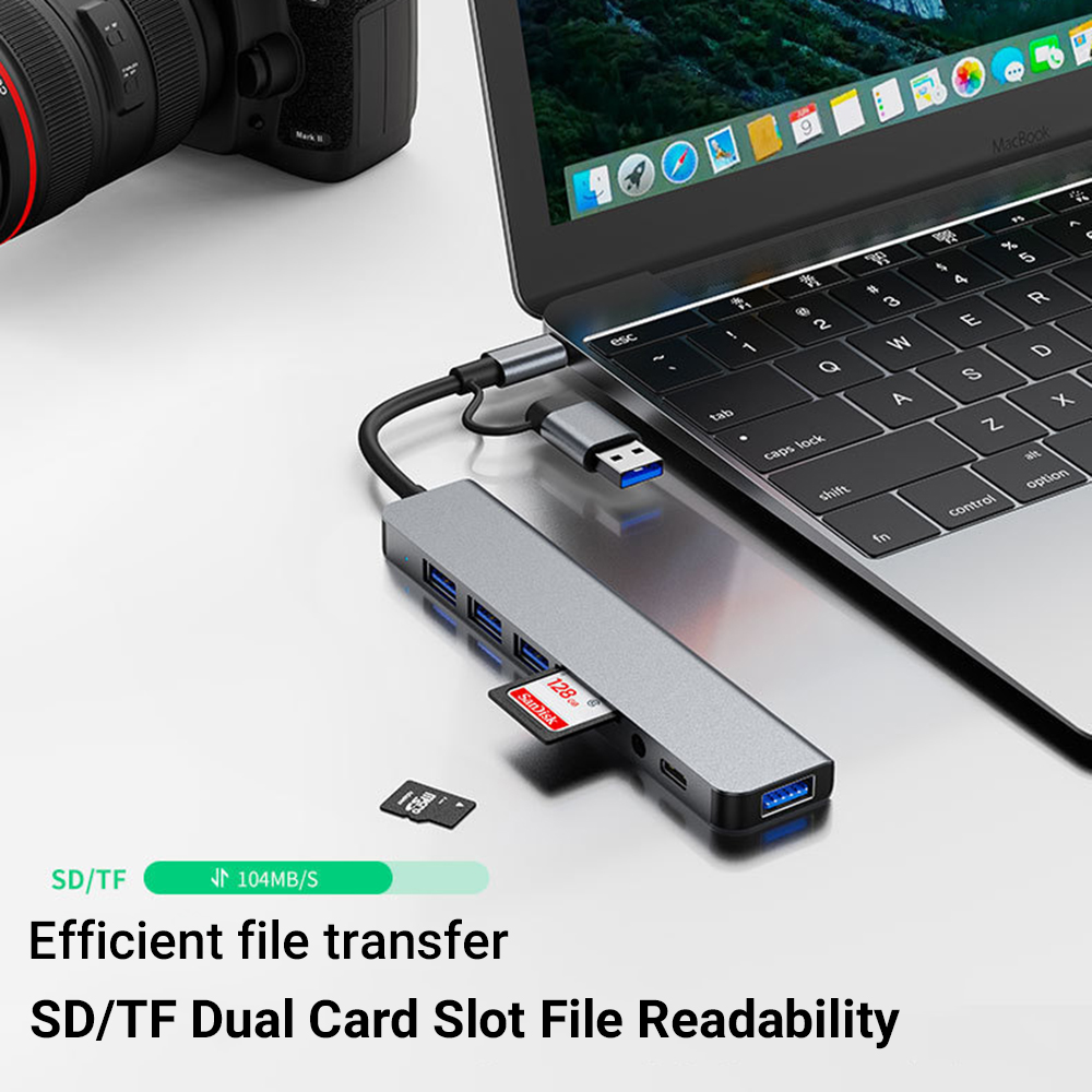 8-in-2 USB + Type C HUB Dockin - Microsd Card Tablet recensie en prijs